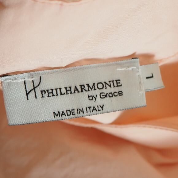 Philharmonie by Grace Womens Peplum Blouse Sz Large Made in Italy Designer Pink - Picture 2 of 8